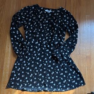 Black Floral Button-Up Dress